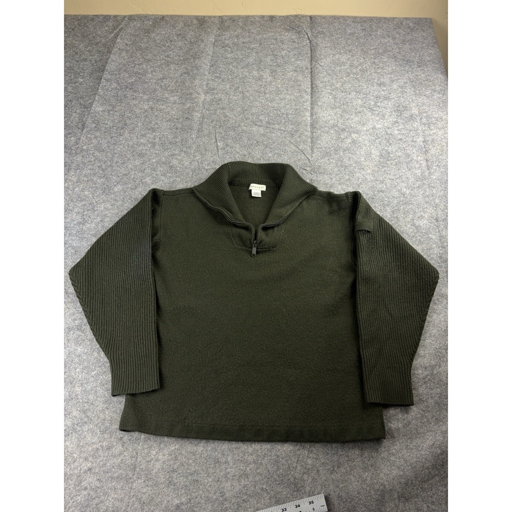 Paradox Sweater Men L Wool Blend 1/4 Zip Rib Green Granola Performative Male SEE